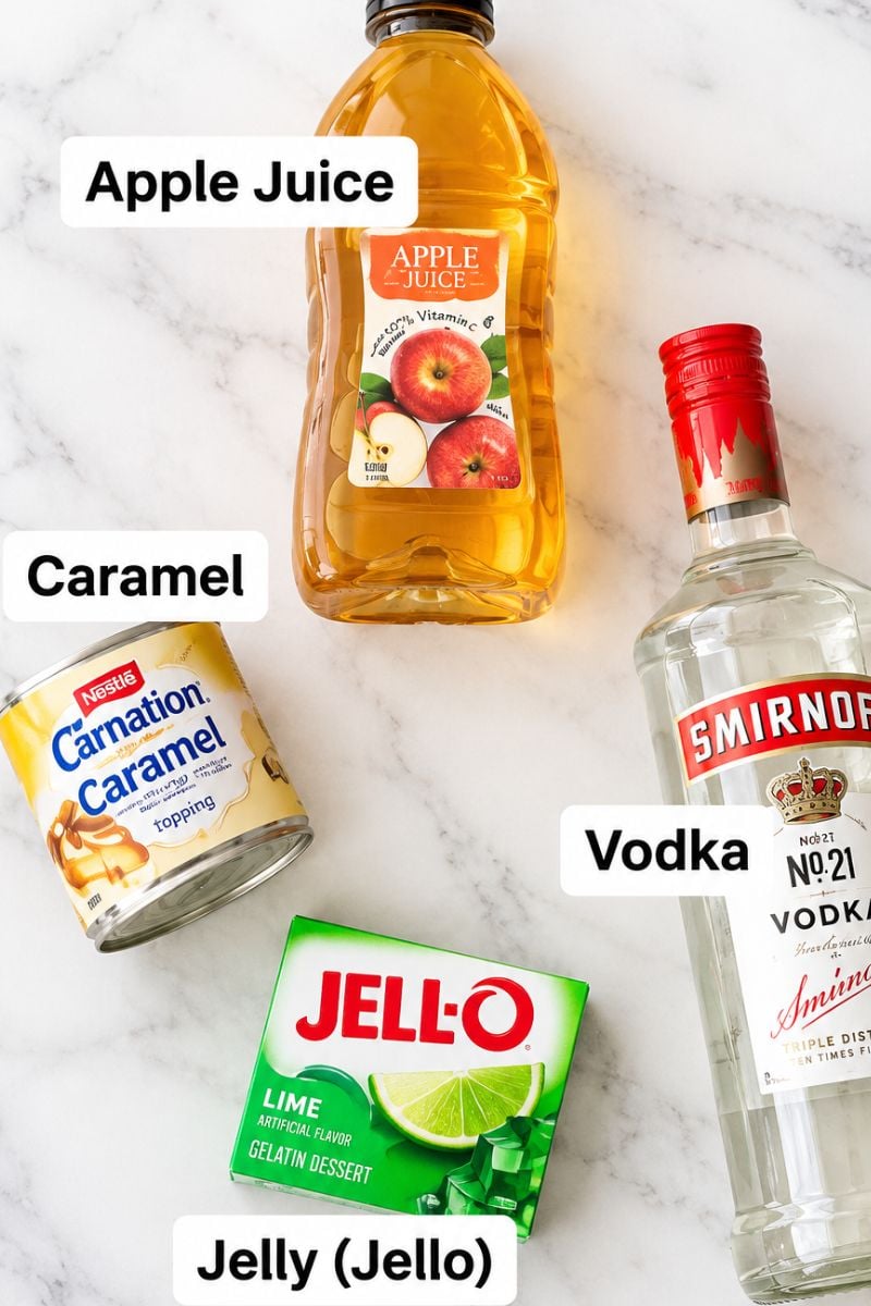 Ingredient list for jello shots. 