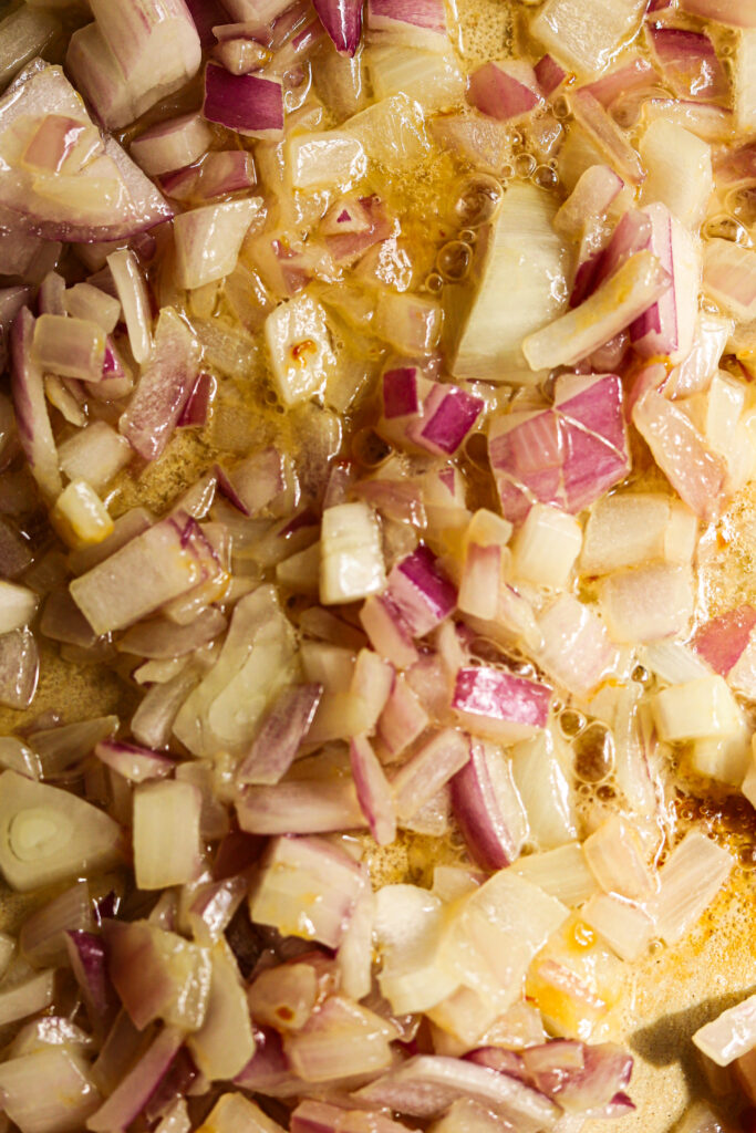 Soft, cooked onions.