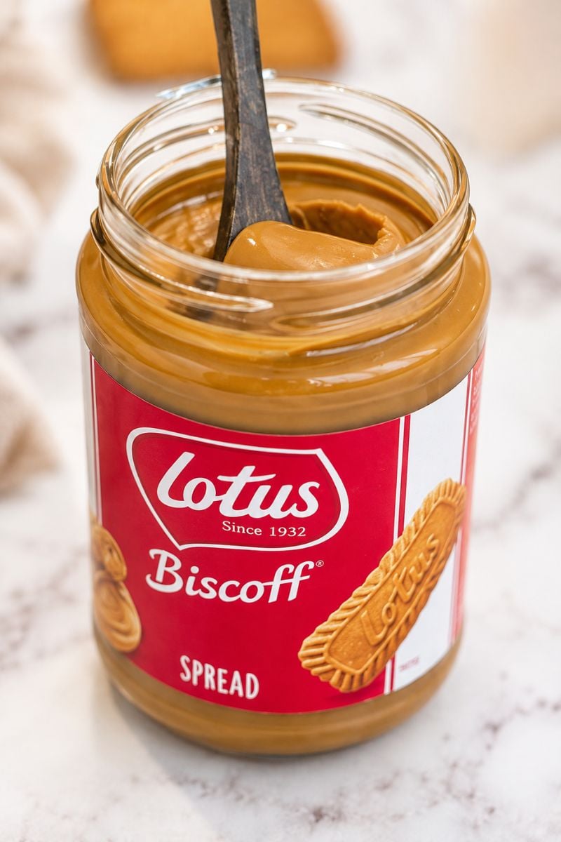 Biscoff spread jar.