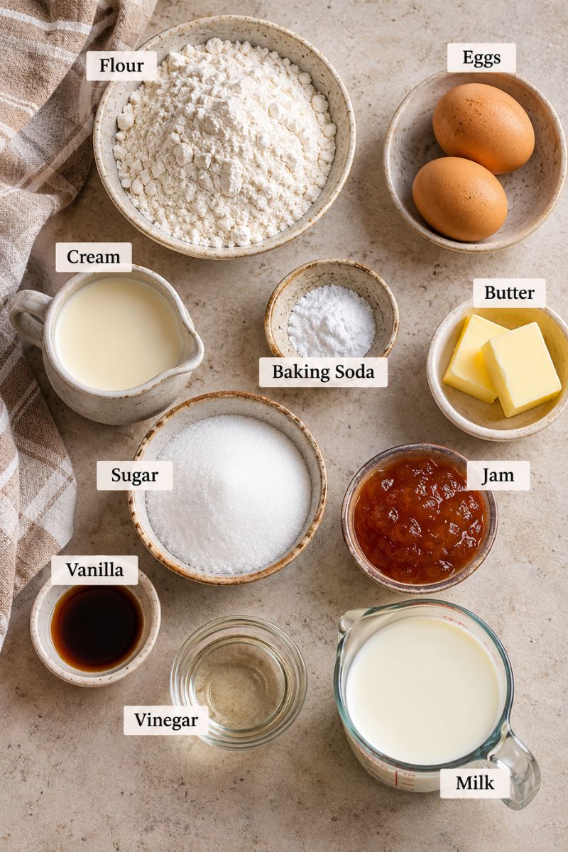 Malva pudding ingredient list.