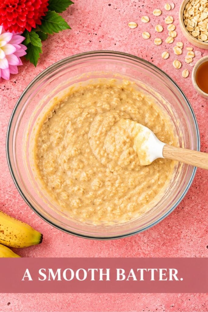 Smooth banana oatmeal muffin batter in a blender.
