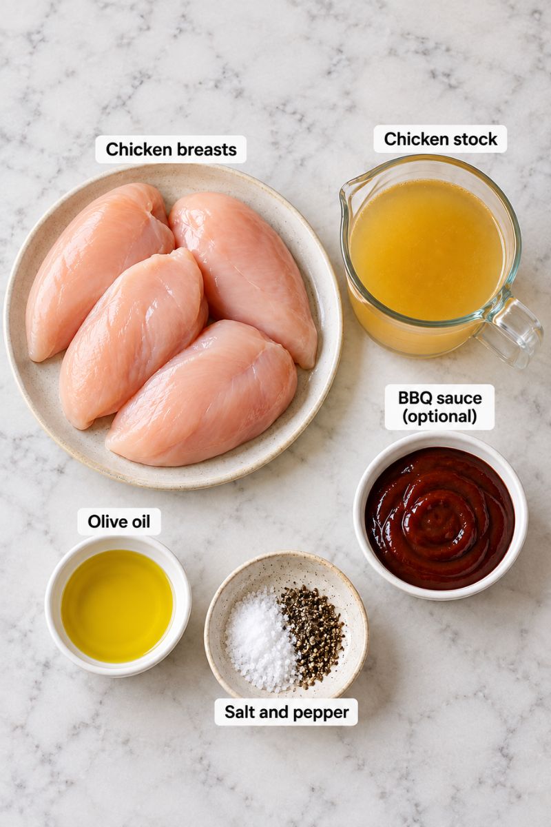 Ingredient list for shredded chicken.