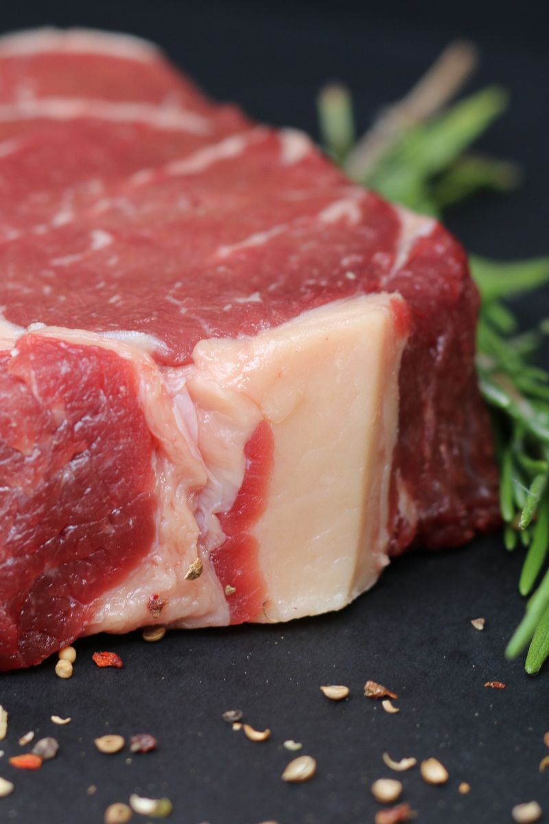 A large piece of steak.