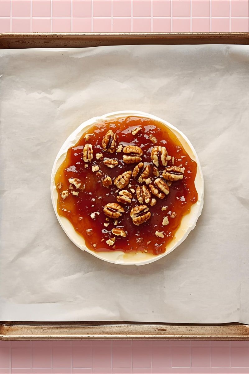Brie on a baking tray. 