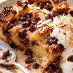 Sourdough bread pudding with chocolate.