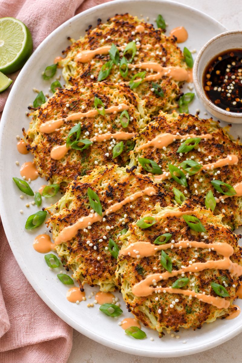 Cabbage pancakes on a plate.