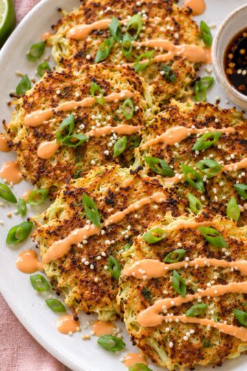 Cabbage pancakes on a plate.