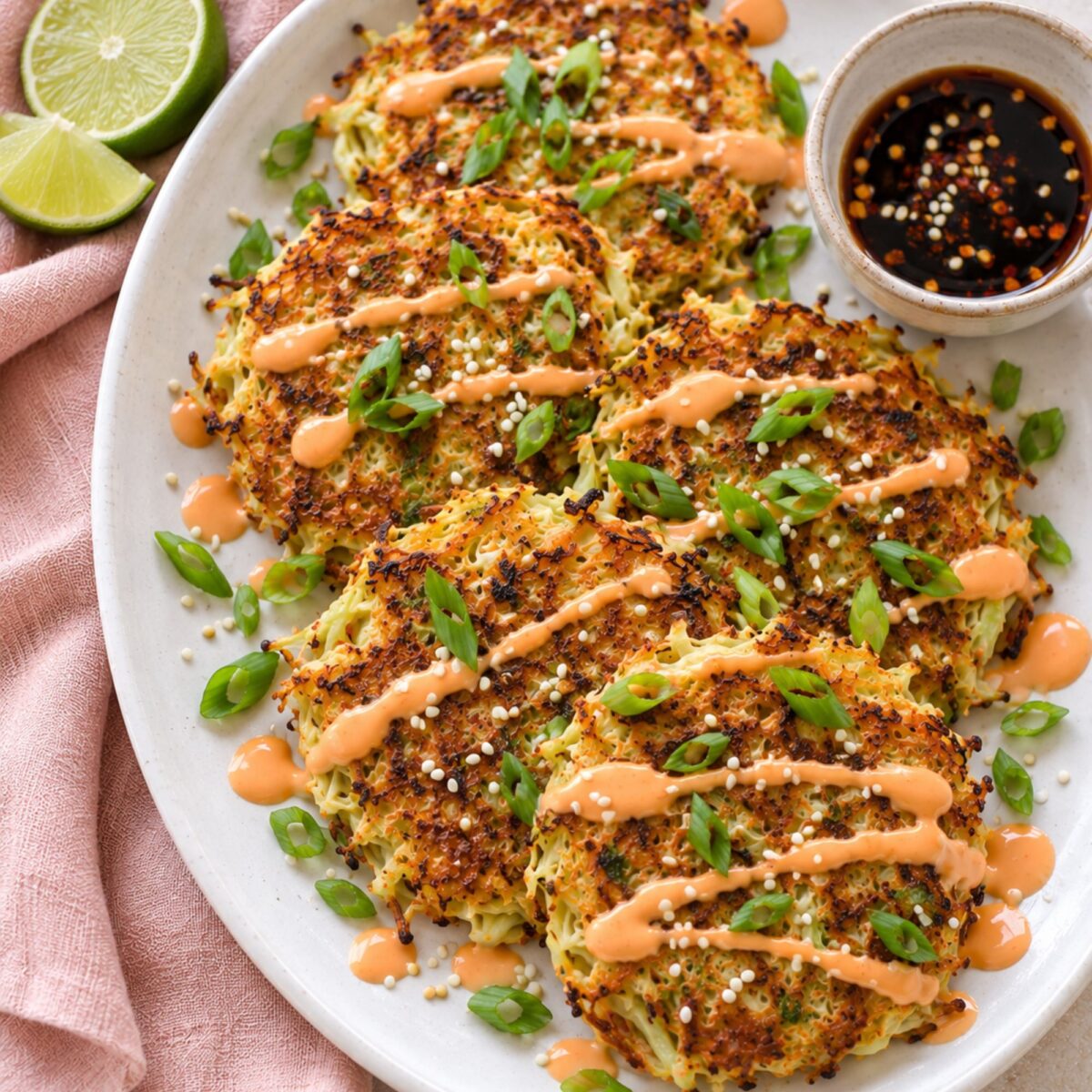 Cabbage pancakes on a plate.