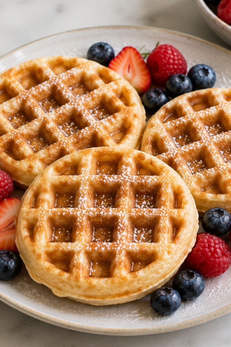 Mini waffles with berries. 