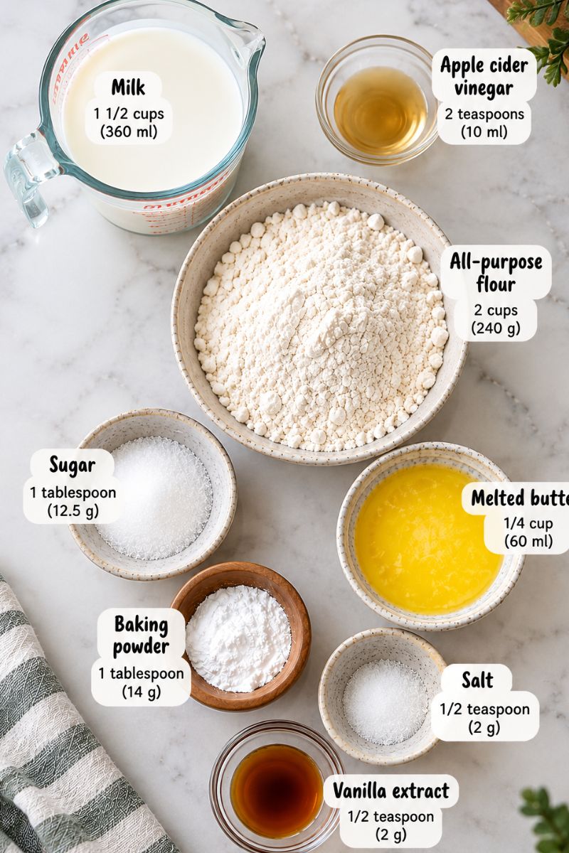 Ingredient list for mini waffles. 
