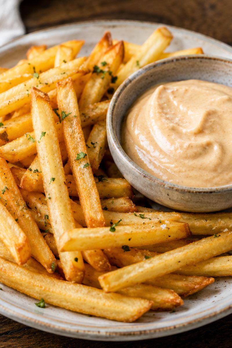 Miso mayo served with French fries.