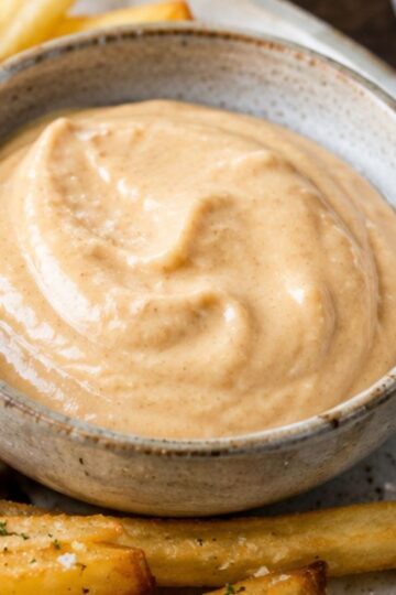 Miso mayo served with French fries.