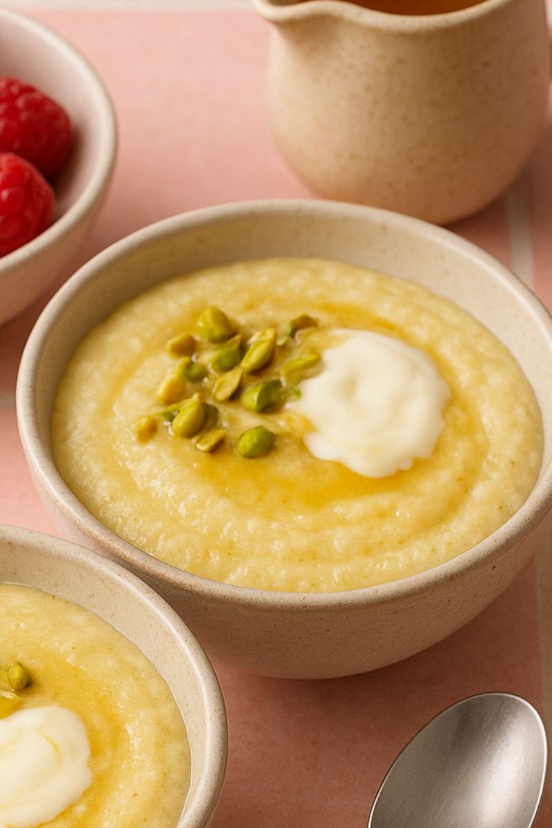 Two bowls of semolina desserts