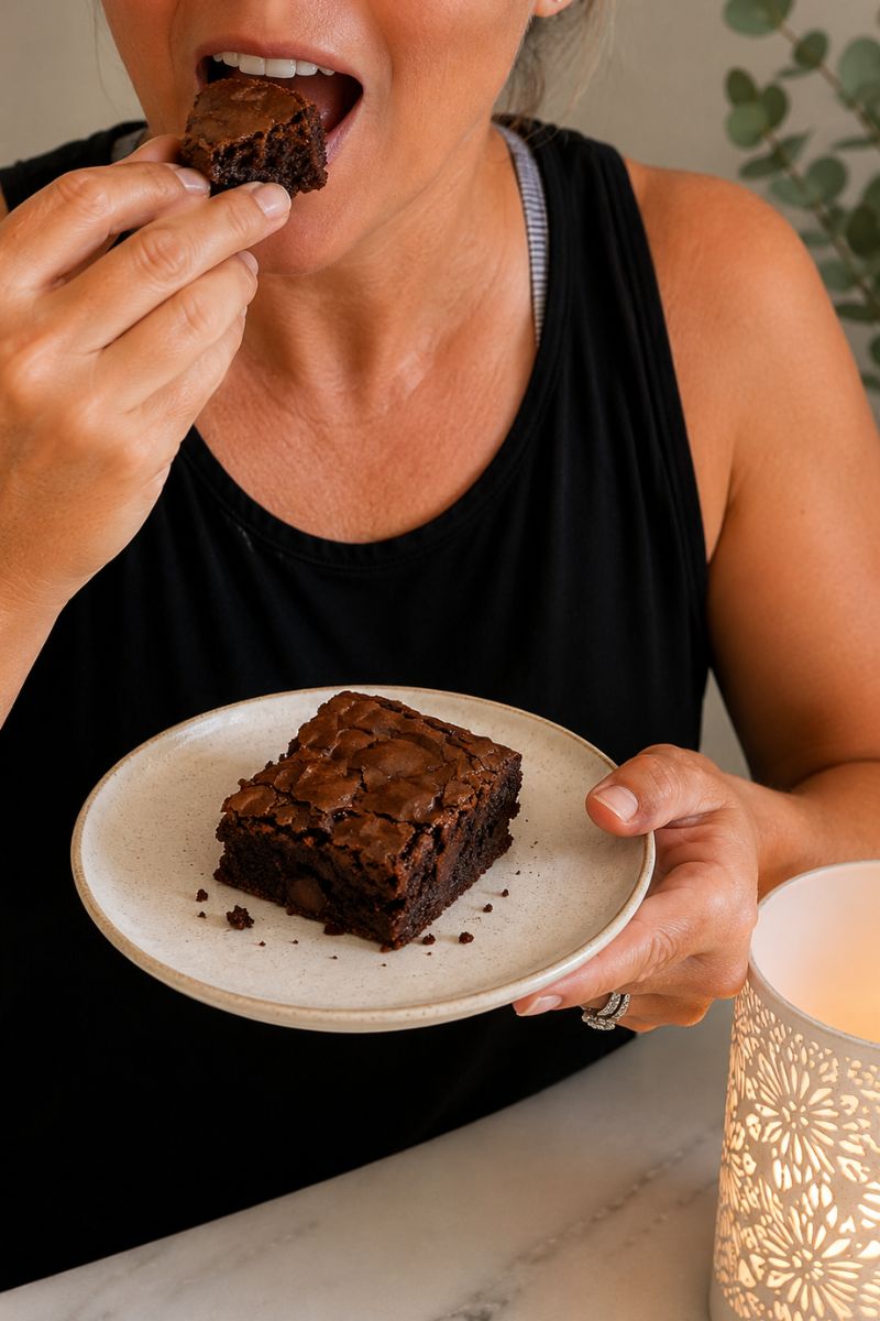 Substitute for vegetable oil in brownies. Eating a brownie. 