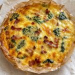 Bacon and cheese quiche made with rice paper.