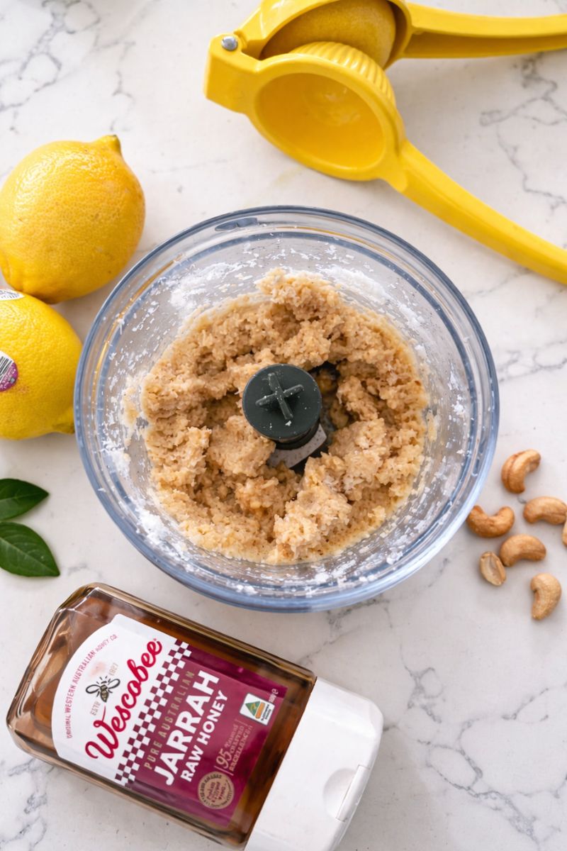 The ingredients needed for making lemon energy balls. 