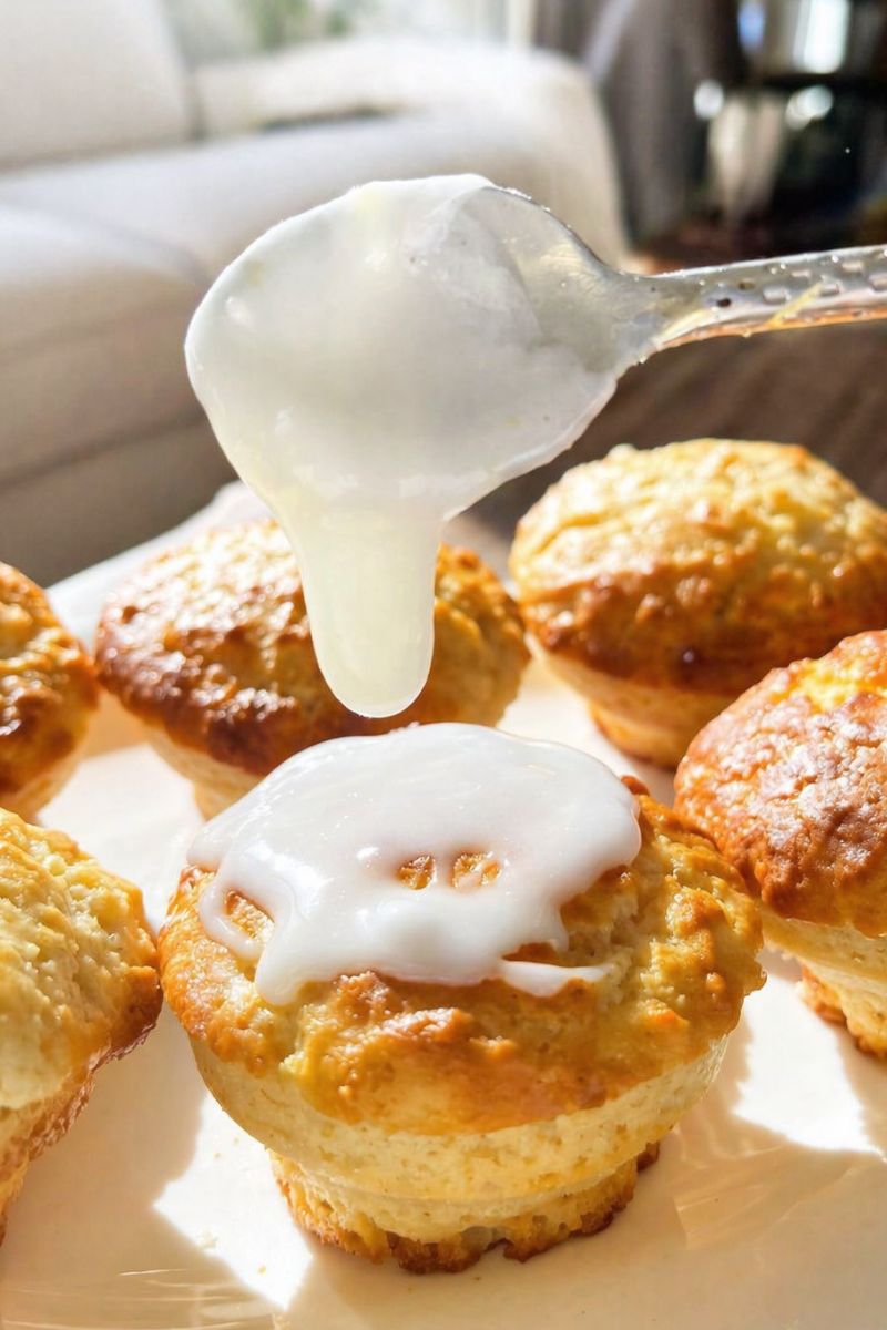 Moist lemon muffins with lemon sugar drizzle.